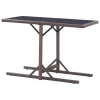  barna polyrattan és üveglapos kerti asztal 110 x 53 x 72 cm