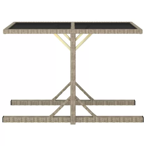  bézs üveg és polyrattan kerti asztal 110 x 53 x 72 cm