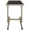  bézs üveg és polyrattan kerti asztal 110 x 53 x 72 cm