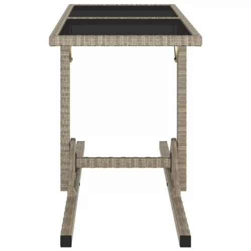 bézs üveg és polyrattan kerti asztal 110 x 53 x 72 cm