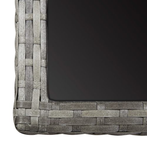  antracitszürke polyrattan és üveglapos kerti asztal 110x53x72cm