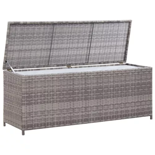  szürke polyrattan kerti tárolóláda 120 x 50 x 60 cm