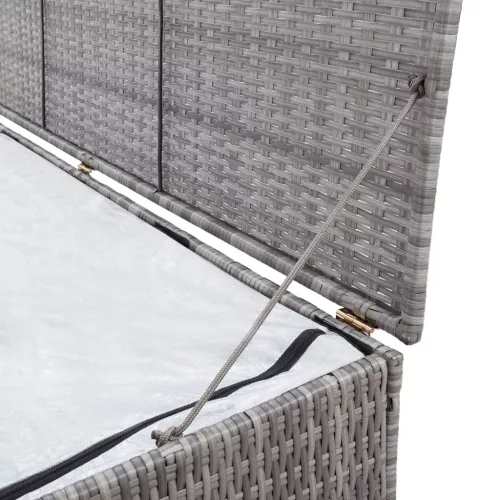  szürke polyrattan kerti tárolóláda 120 x 50 x 60 cm