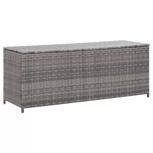  szürke polyrattan kerti tárolóláda 150 x 50 x 60 cm