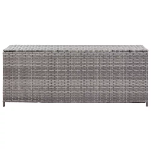  szürke polyrattan kerti tárolóláda 150 x 50 x 60 cm