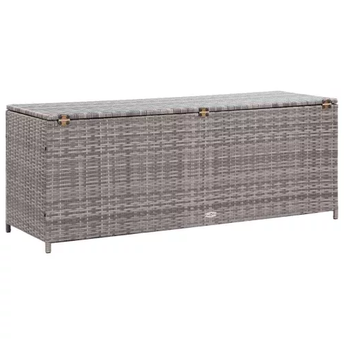  szürke polyrattan kerti tárolóláda 150 x 50 x 60 cm