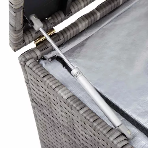  szürke polyrattan kerti tárolóláda 150 x 50 x 60 cm