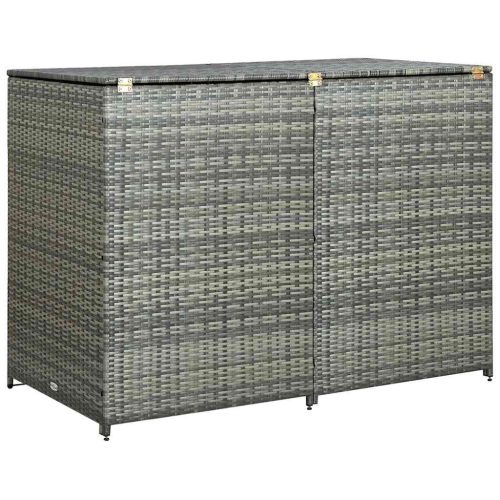  antracit polyrattan dupla tároló gurulós kukához 148x77x111 cm  