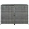  antracit polyrattan dupla tároló gurulós kukához 148x77x111 cm  