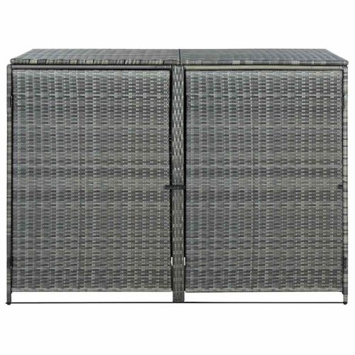  antracit polyrattan dupla tároló gurulós kukához 148x77x111 cm  