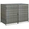  antracit polyrattan dupla tároló gurulós kukához 148x77x111 cm  