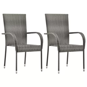  2 db szürke rakásolható polyrattan kültéri szék