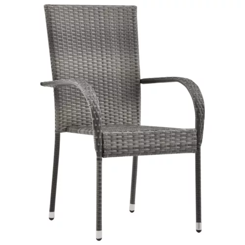  2 db szürke rakásolható polyrattan kültéri szék