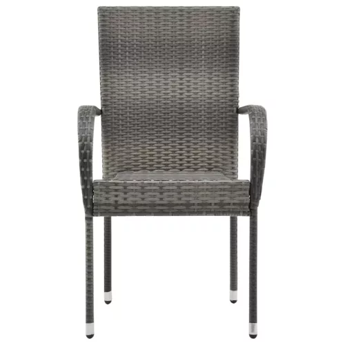  2 db szürke rakásolható polyrattan kültéri szék