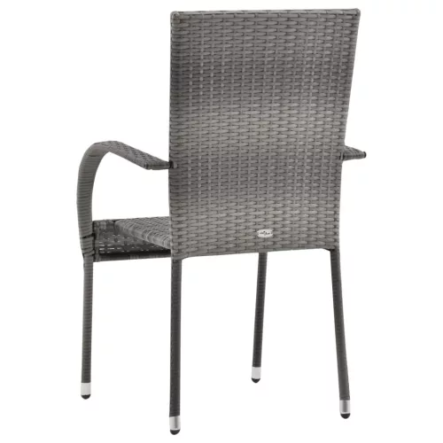  2 db szürke rakásolható polyrattan kültéri szék