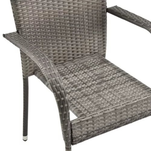  2 db szürke rakásolható polyrattan kültéri szék