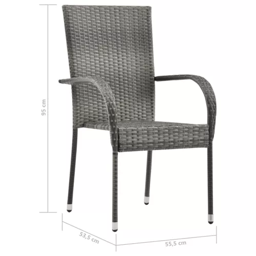  2 db szürke rakásolható polyrattan kültéri szék