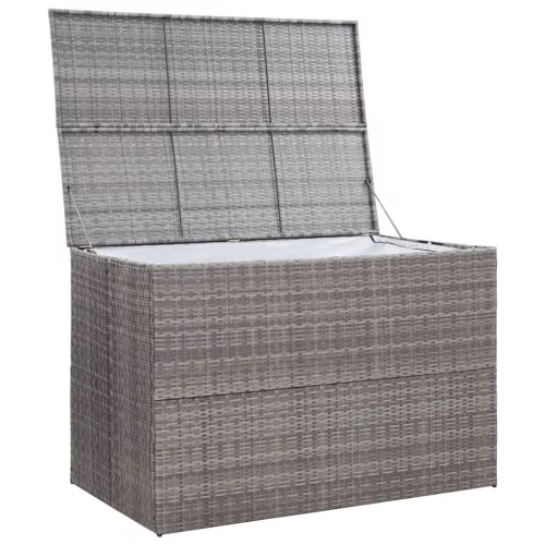  szürke polyrattan kerti tárolóláda 150 x 100 x 100 cm