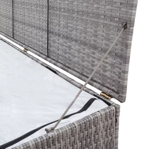  szürke polyrattan kerti tárolóláda 150 x 100 x 100 cm