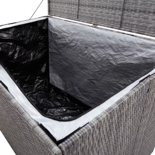  szürke polyrattan kerti tárolóláda 150 x 100 x 100 cm
