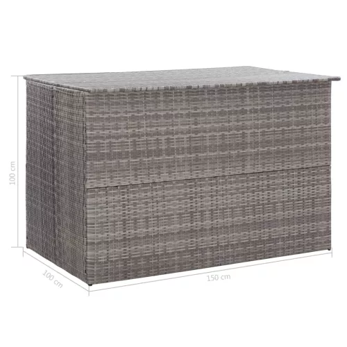 szürke polyrattan kerti tárolóláda 150 x 100 x 100 cm
