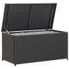  fekete polyrattan kerti tárolóláda 100 x 50 x 50 cm