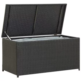  fekete polyrattan kerti tárolóláda 100 x 50 x 50 cm