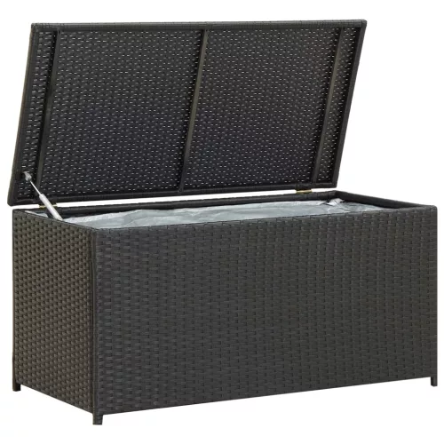  fekete polyrattan kerti tárolóláda 100 x 50 x 50 cm