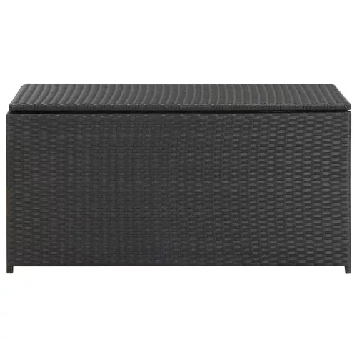  fekete polyrattan kerti tárolóláda 100 x 50 x 50 cm