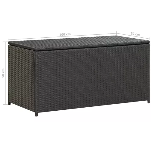  fekete polyrattan kerti tárolóláda 100 x 50 x 50 cm