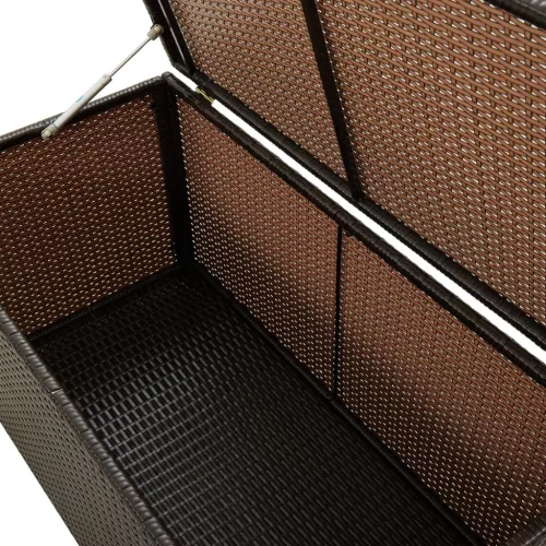  barna polyrattan kerti tárolóláda 100 x 50 x 50 cm