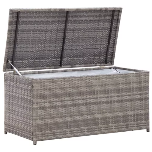  szürke polyrattan kerti tárolóláda 100 x 50 x 50 cm