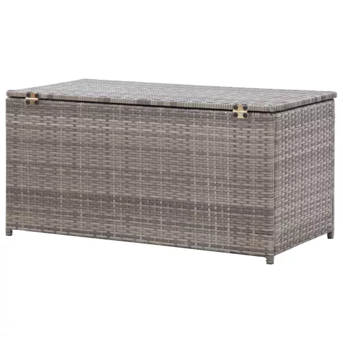  szürke polyrattan kerti tárolóláda 100 x 50 x 50 cm
