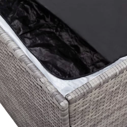  szürke polyrattan kerti tárolóláda 100 x 50 x 50 cm