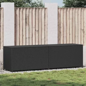  fekete polyrattan kerti tárolóláda 200 x 50 x 60 cm