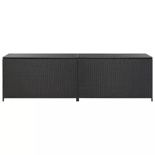  fekete polyrattan kerti tárolóláda 200 x 50 x 60 cm