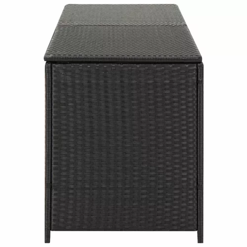  fekete polyrattan kerti tárolóláda 200 x 50 x 60 cm