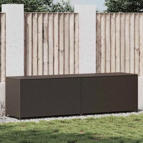 barna polyrattan kerti tárolóláda 200 x 50 x 60 cm
