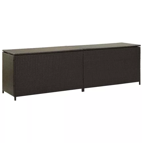  barna polyrattan kerti tárolóláda 200 x 50 x 60 cm