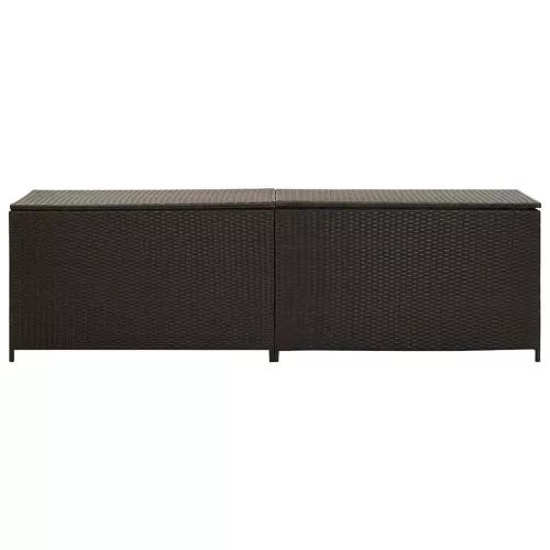  barna polyrattan kerti tárolóláda 200 x 50 x 60 cm