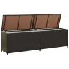  barna polyrattan kerti tárolóláda 200 x 50 x 60 cm