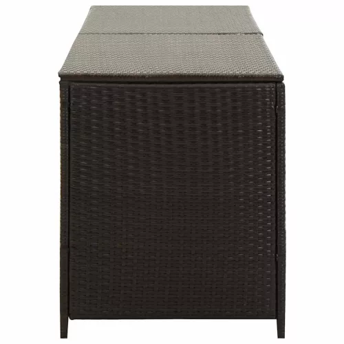  barna polyrattan kerti tárolóláda 200 x 50 x 60 cm