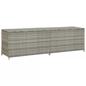  szürke polyrattan kerti tárolóláda 200 x 50 x 60 cm