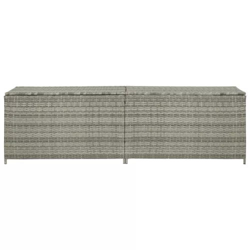  szürke polyrattan kerti tárolóláda 200 x 50 x 60 cm