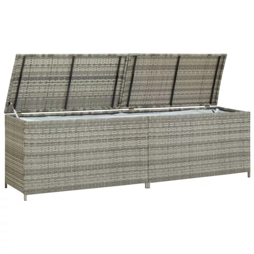  szürke polyrattan kerti tárolóláda 200 x 50 x 60 cm