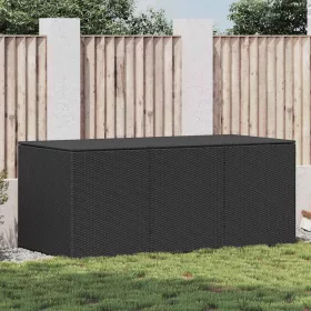  fekete polyrattan kerti tárolóláda 180 x 90 x 70 cm