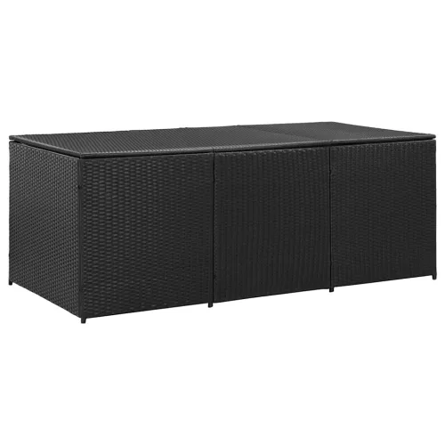  fekete polyrattan kerti tárolóláda 180 x 90 x 70 cm