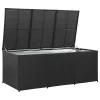  fekete polyrattan kerti tárolóláda 180 x 90 x 70 cm