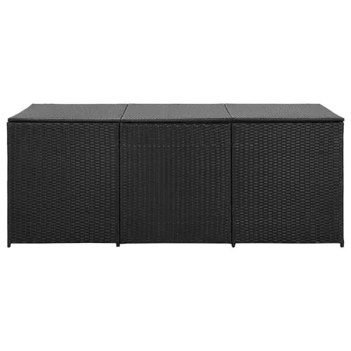  fekete polyrattan kerti tárolóláda 180 x 90 x 70 cm