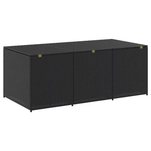  fekete polyrattan kerti tárolóláda 180 x 90 x 70 cm